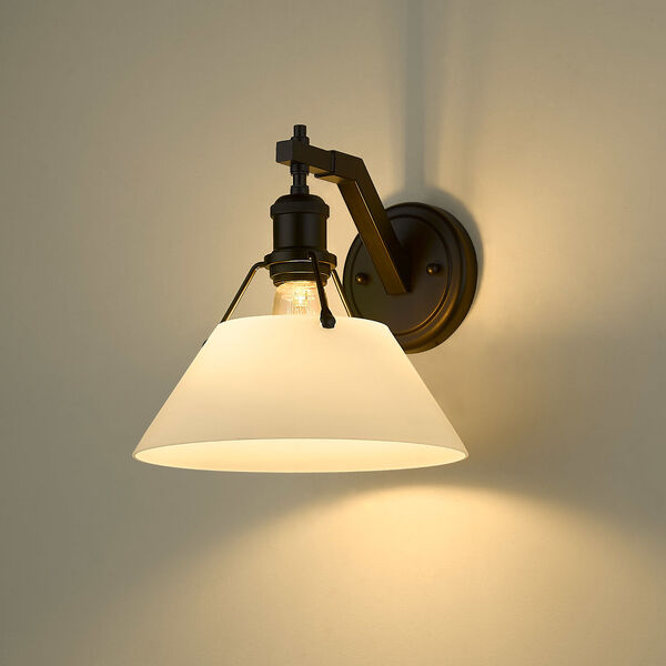 Orwell Matte Black One-Light Wall Sconce with Opal Glass, image 6